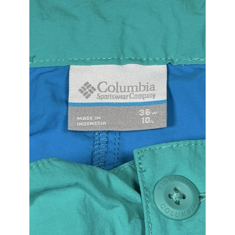 Columbia Shorts Mens 36 Blue Nylon Belted Zip Pocket Bermuda Outdoor Casual